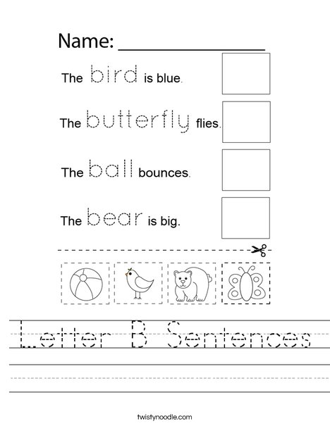 Letter B Sentences Worksheet