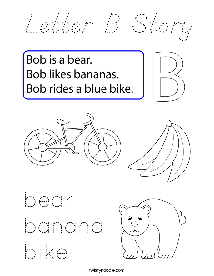 Letter B Story Coloring Page