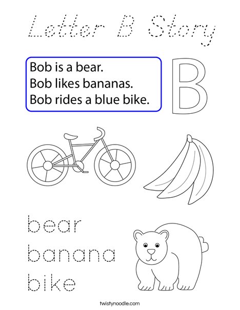 Letter B Story Coloring Page