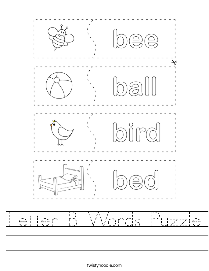Letter B Words Puzzle Worksheet