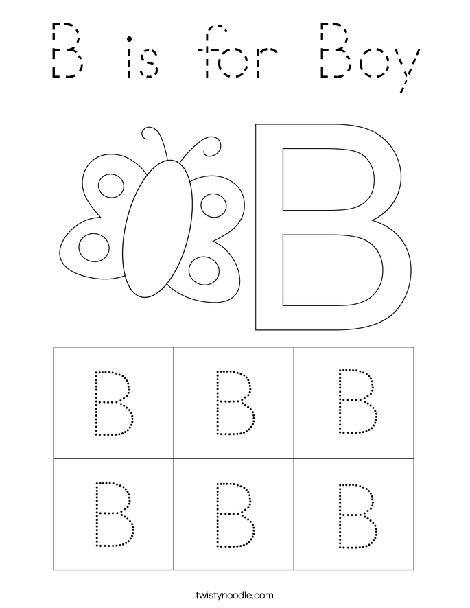 B is for Boy Coloring Page