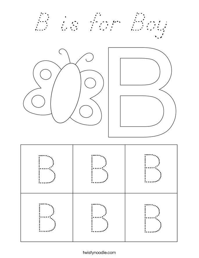 B is for Boy Coloring Page