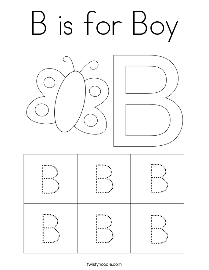 B is for Boy Coloring Page
