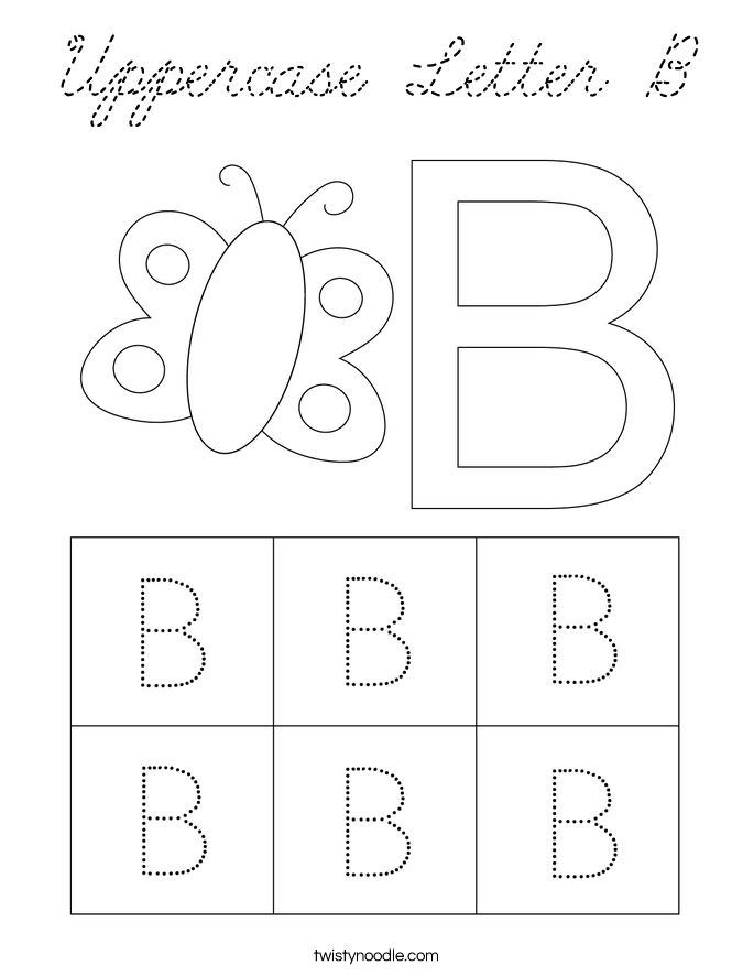 Download Uppercase Letter B Coloring Page - Cursive - Twisty Noodle