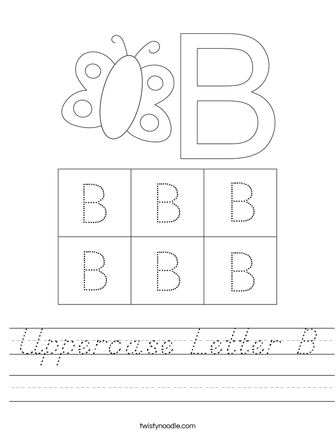 Uppercase Letter B Worksheet - D'Nealian - Twisty Noodle