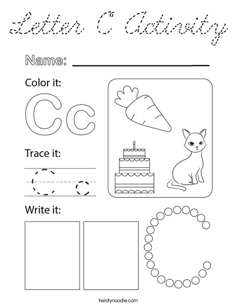 Letter C Activity Coloring Page