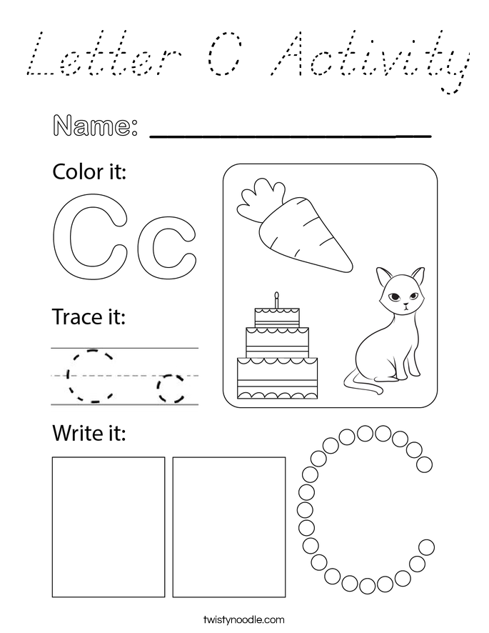 Letter C Activity Coloring Page