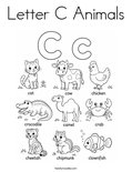 Letter C Animals Coloring Page