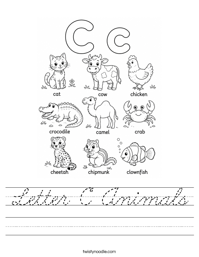 Letter C Animals Worksheet