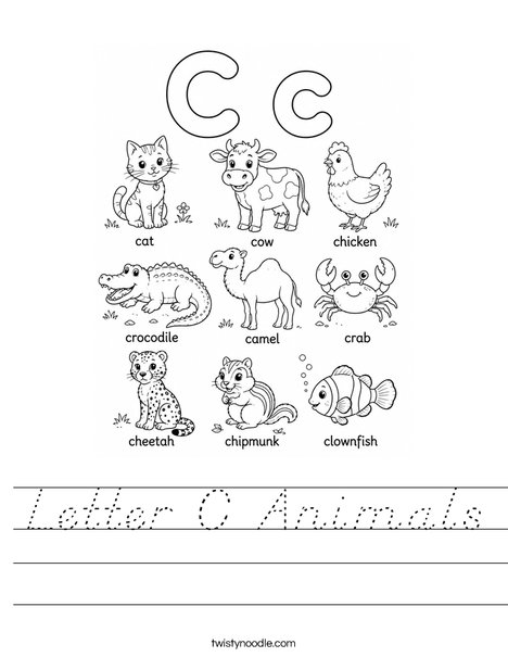 Letter C Animals Worksheet