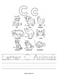 Letter C Animals Worksheet