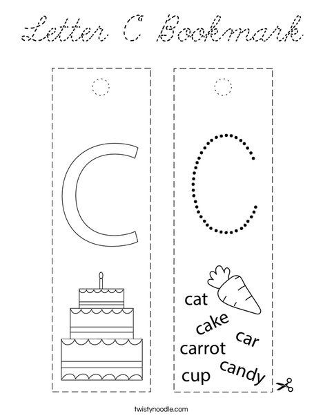 Letter C Bookmark Coloring Page