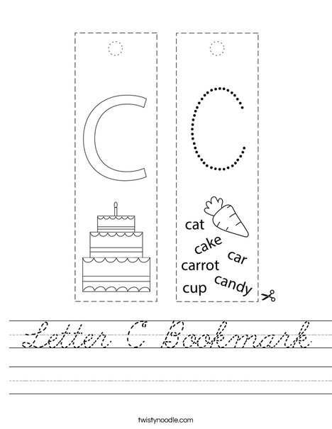 Letter C Bookmark Worksheet