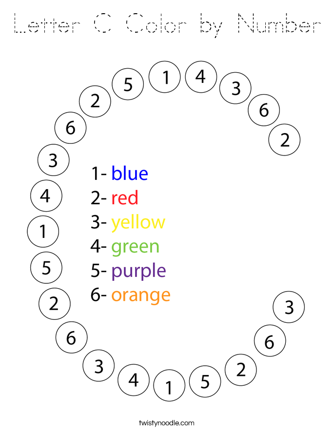 Letter C Color by Number Coloring Page
