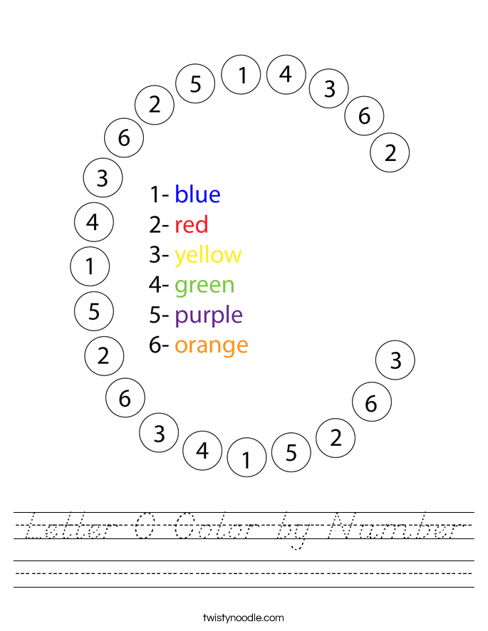 Letter C Color by Number Worksheet