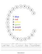 Letter C Color by Number Handwriting Sheet