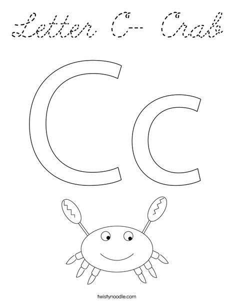 Letter C- Crab Coloring Page