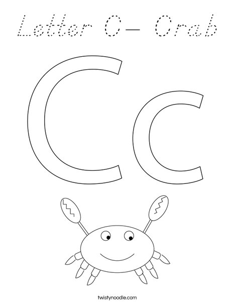 Letter C- Crab Coloring Page