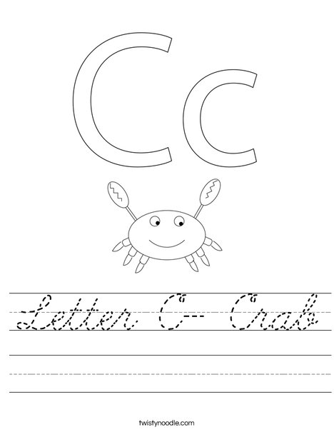 Letter C- Crab Worksheet