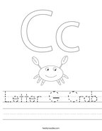 Letter C- Crab Handwriting Sheet