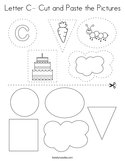 Letter C- Cut and Paste the Pictures Coloring Page