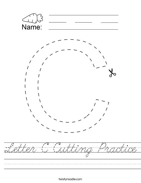 Letter C Cutting Practice Worksheet