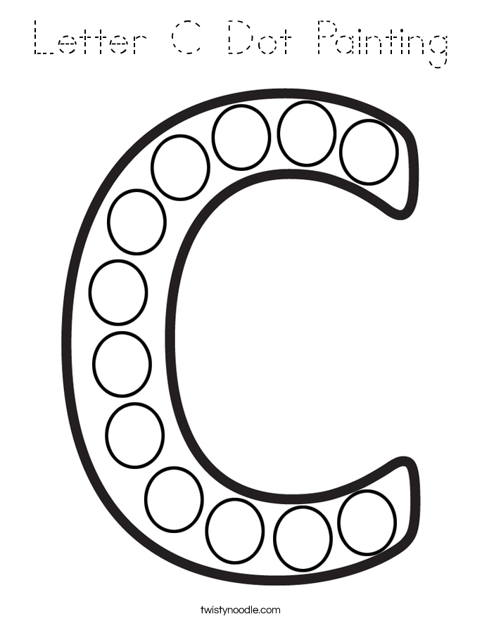 letter c dot painting coloring page tracing twisty noodle