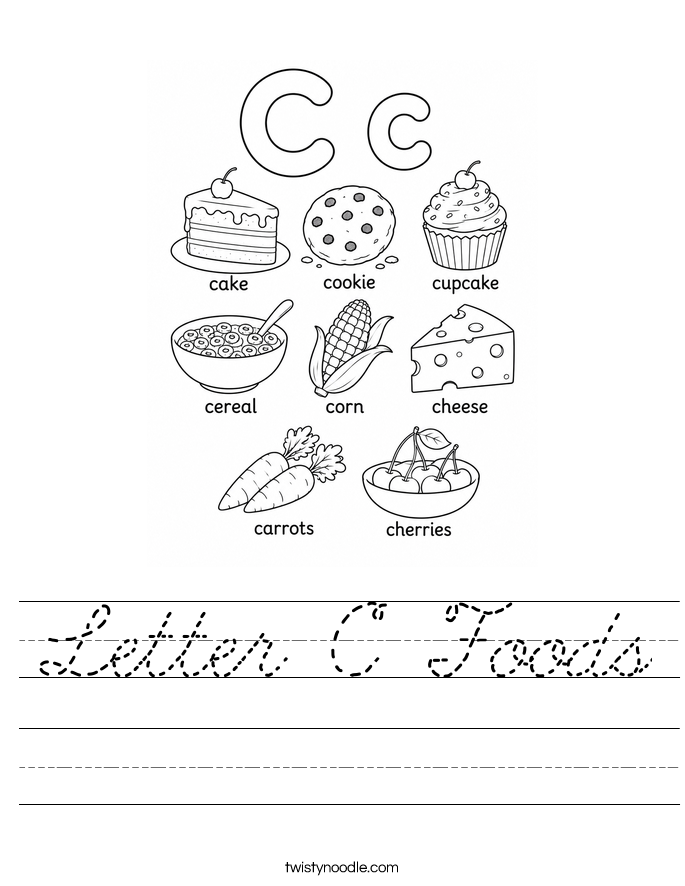 Letter C Foods Worksheet