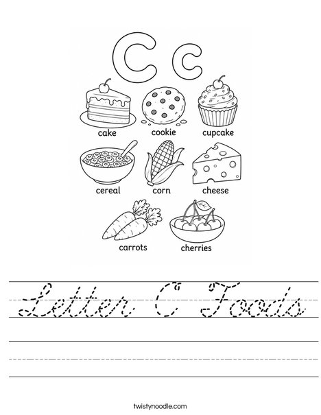 Letter C Foods Worksheet