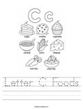 Letter C Foods Worksheet