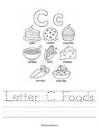 Letter C Foods Handwriting Sheet