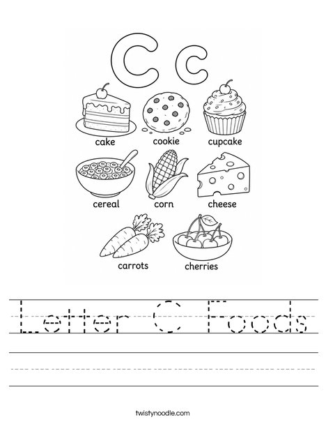 Letter C Foods Worksheet