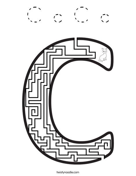 Letter C Maze Coloring Page