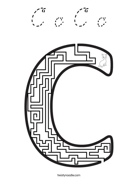 Letter C Maze Coloring Page
