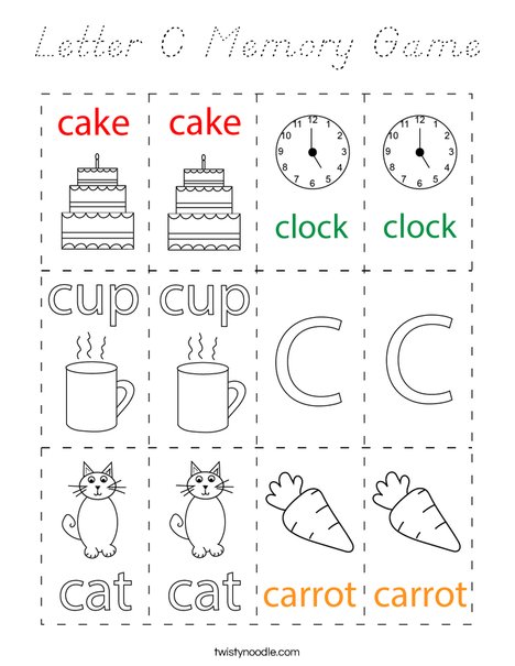 Letter C Memory Game Coloring Page