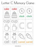 Letter C Memory Game Coloring Page