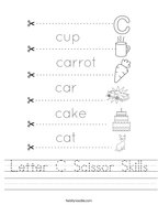 Letter C Scissor Skills Handwriting Sheet
