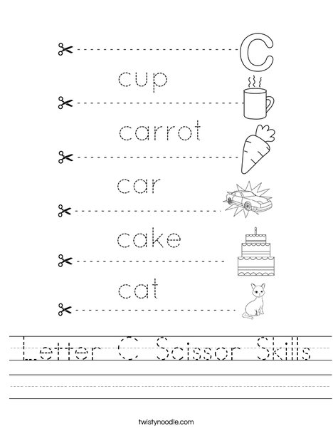 Letter C Scissor Skills Worksheet