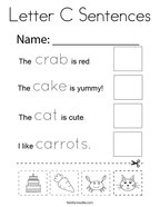 Letter C Sentences Coloring Page