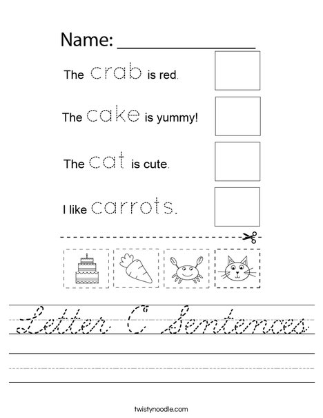 Letter C Sentences Worksheet