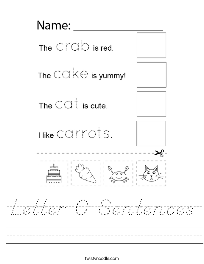 Letter C Sentences Worksheet