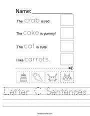 Letter C Sentences Handwriting Sheet
