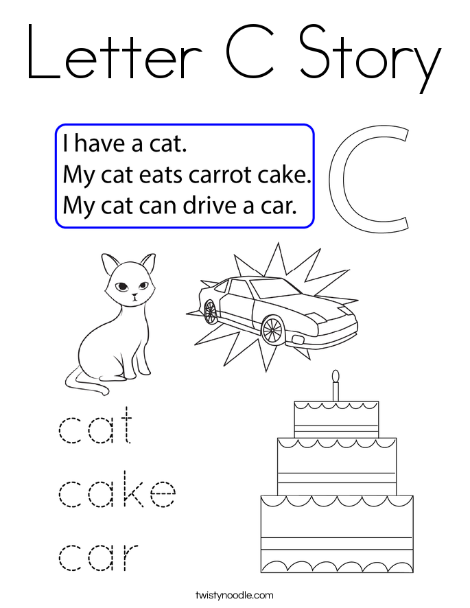 Letter C Story Coloring Page