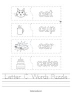 Letter C Words Puzzle Handwriting Sheet