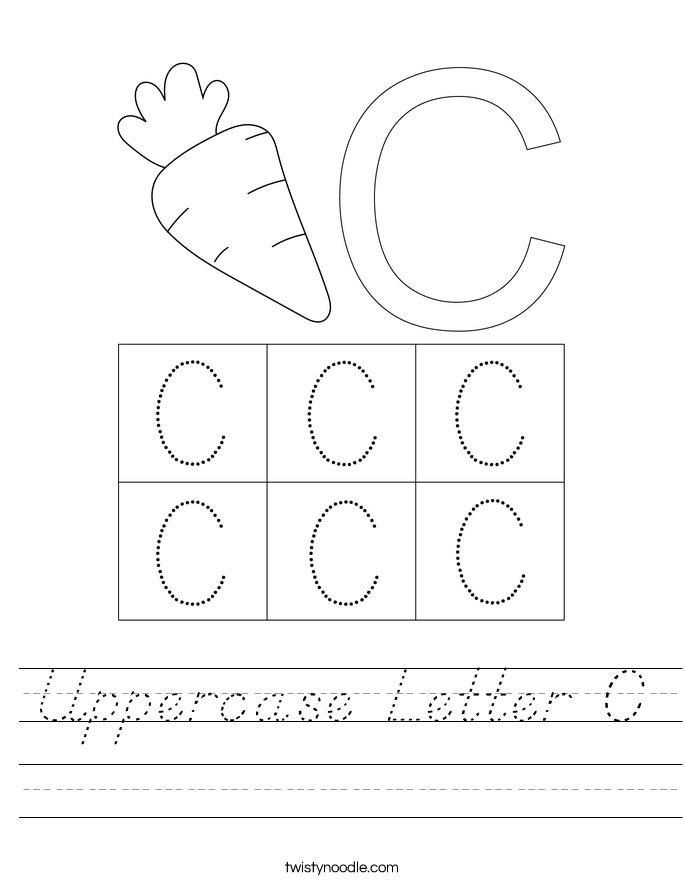 Uppercase Letter C Worksheet - D'Nealian - Twisty Noodle