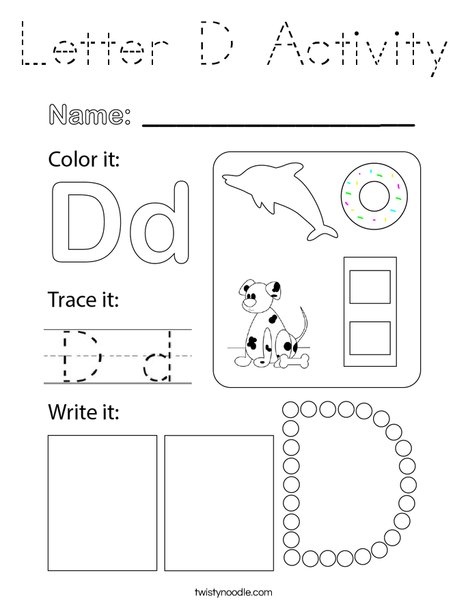 Letter D Activity Coloring Page