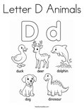 Letter D Animals Coloring Page