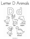 Letter D Animals Coloring Page