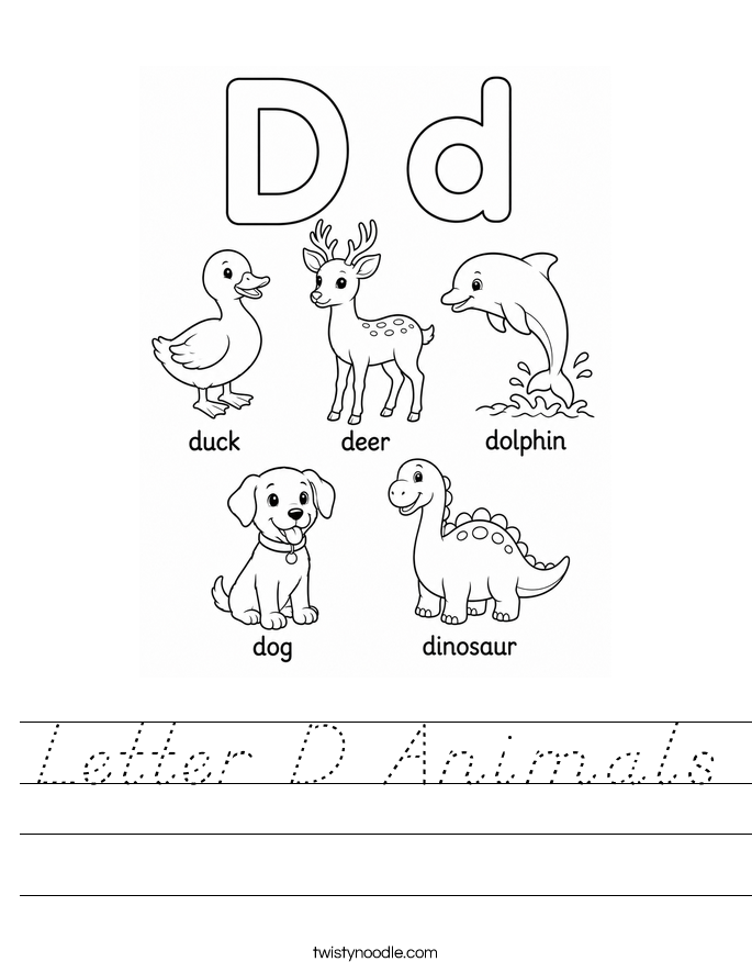 Letter D Animals Worksheet