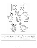Letter D Animals Worksheet